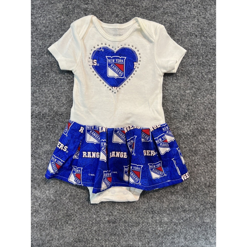 EUC Custom NY Rangers Infant Bodysuit Skirt Dress - Size 3-6M